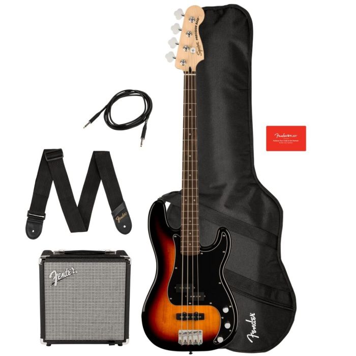 Kit Basso Fender Affinity Precision pj lrl con amplificatore e accessori 3 sunburst main product photo