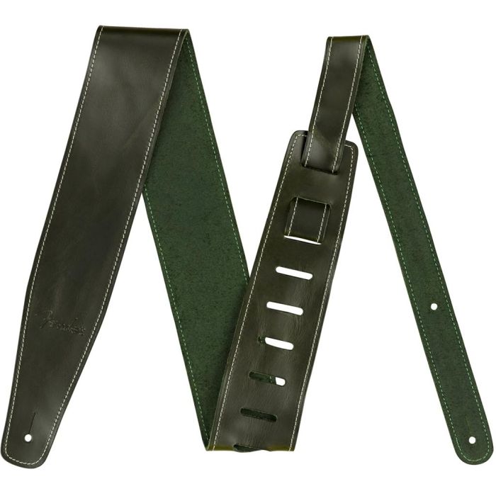 Fender Broken-in Leather green strap main product photo