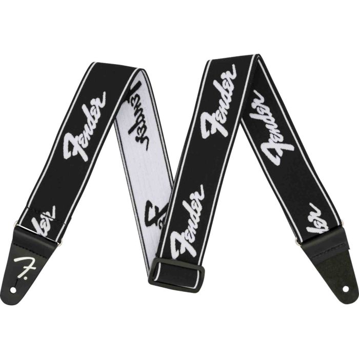 Fender Weighless Guitar Strap Running Logo Black/White main product photo