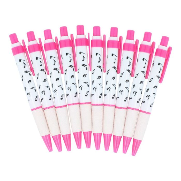 Penna a sfera bianca con note musicali pink main product photo