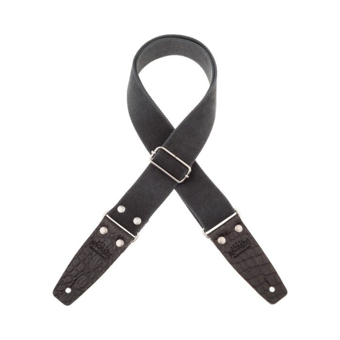 Tracolla chitarra Magrabo' SC Entry Olded nero terminali embossed cocco nero fibbia argento ant 5 cm main product photo