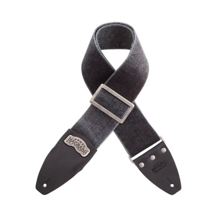 Tracolla chitarra Magrabo' SC Cotton washed nero terminali core neri fibbia recta argento 8 cm main product photo