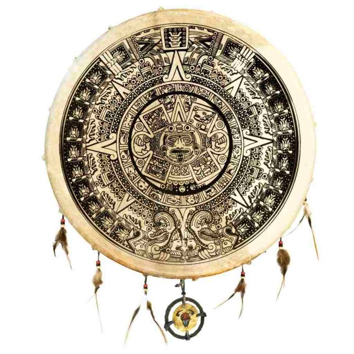 Shaman Drum 50cm Terre' pelle capra con battente serigrafia Maya main product photo