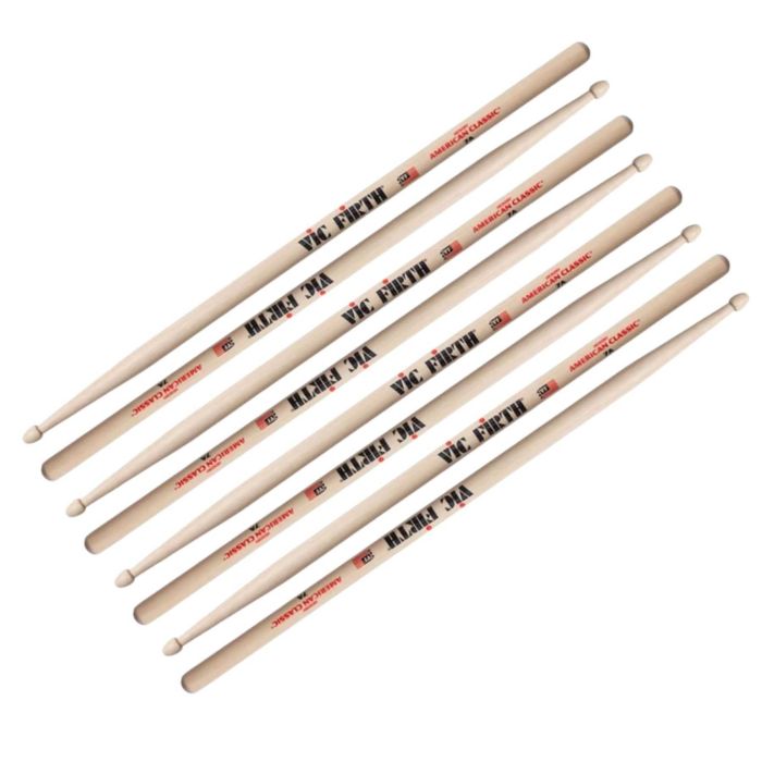 Bacchette Vic Firth American Classic 7A Hickory Punta Legno Goccia 4 paia main product photo