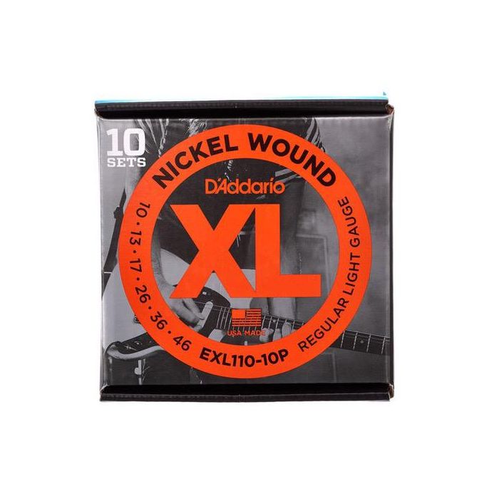 Corde elettrica 10pz D'Addario EXL110-10P nickel wound regular light 10-46 main product photo