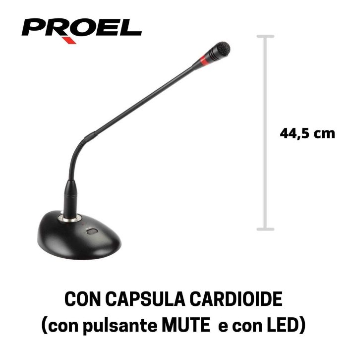 Microfono collo d'oca Proel BMG2 con base con interruttore main product photo