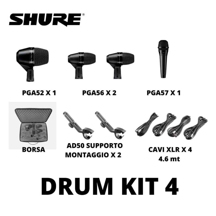 Shure PGADRUMKIT4 Set 4 Microfoni con valigia main product photo