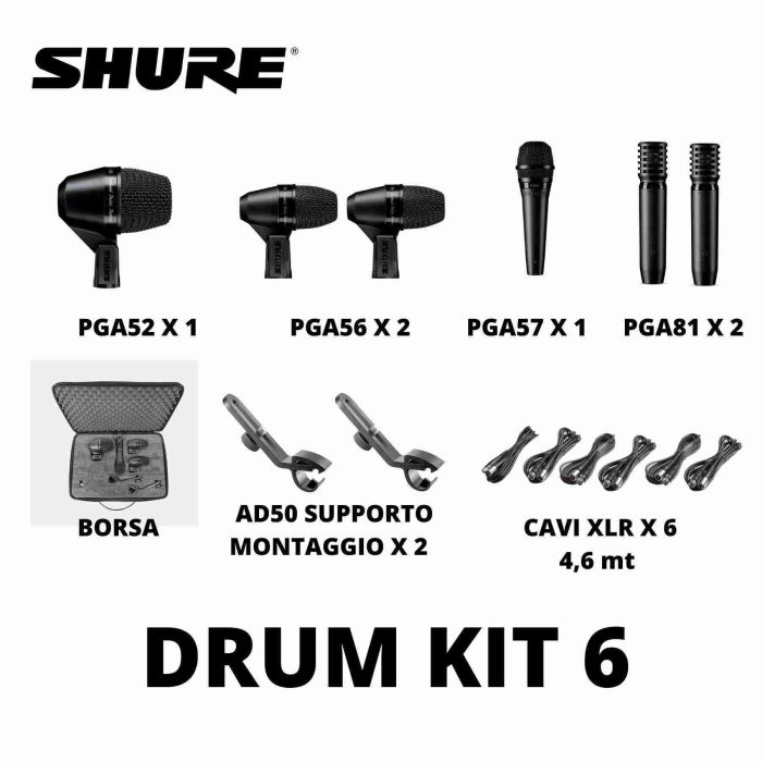 Shure PGADRUMKIT6 Set 6 Microfoni con valigia main product photo