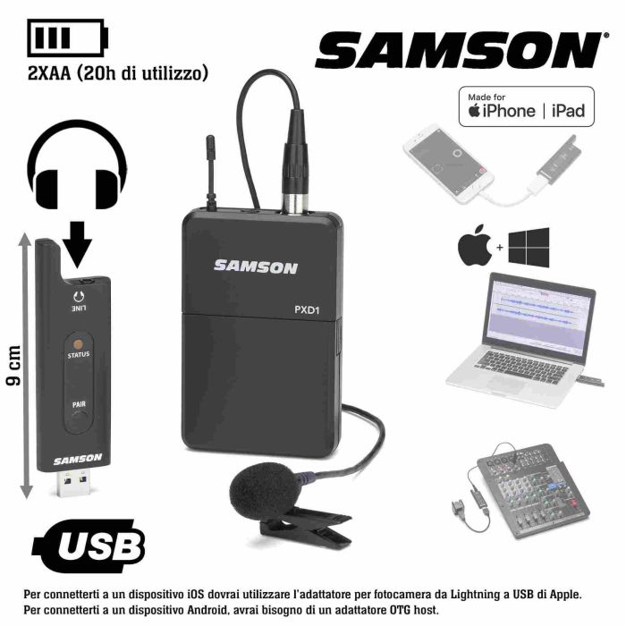 Radiomicrofono lavalier Samson XPD2 LAVALIER wireless main product photo