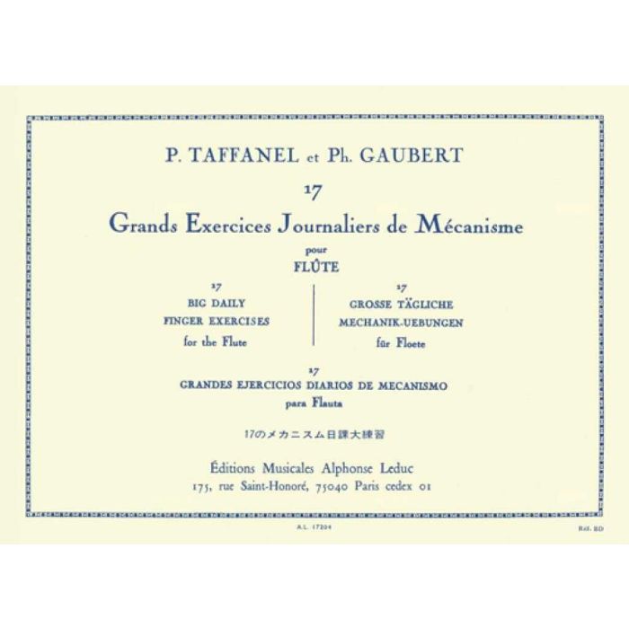 17 Grands Exercices Journaliers de mecanisme Paul Taffanel Book Flauto main product photo
