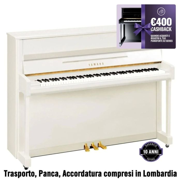 Yamaha B2 Pianoforte Verticale bianco lucido main product photo