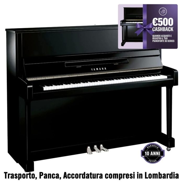 Yamaha B3 Pianoforte Verticale nero lucido main product photo