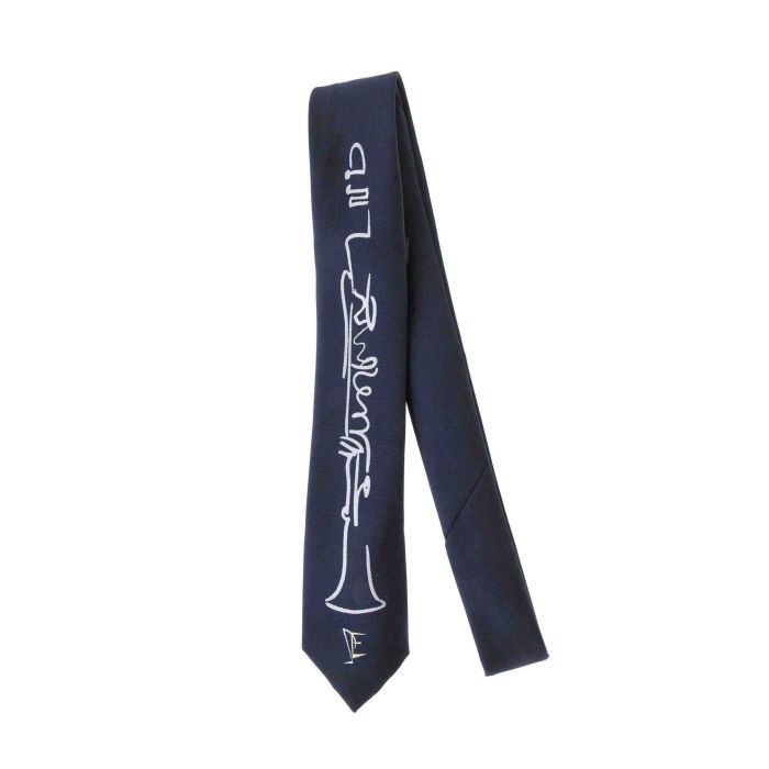 Cravatta Eufonia blu con clarinetto argento main product photo