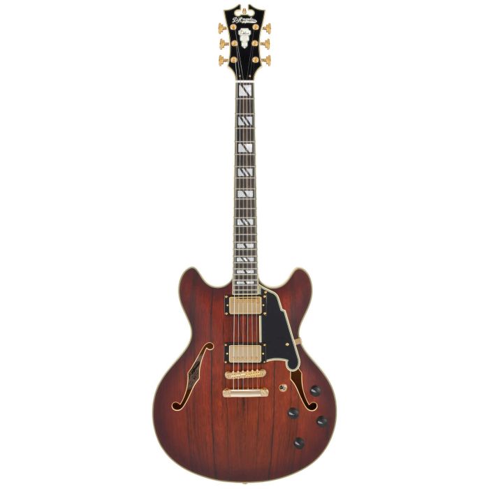 D'Angelico Deluxe DC satin brown burst main product photo