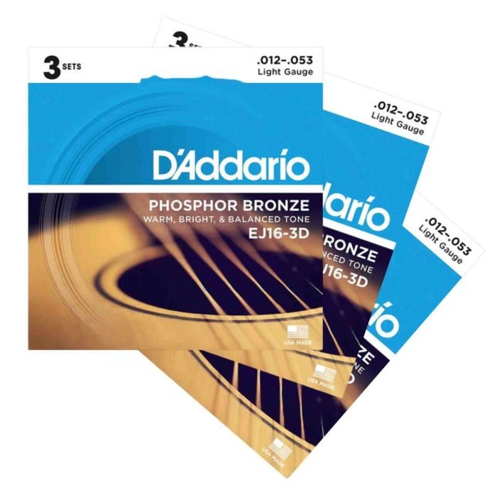 Corde Acustica D`Addario EJ16 3D Phosphor Bronze light 12-53 3 pezzi main product photo