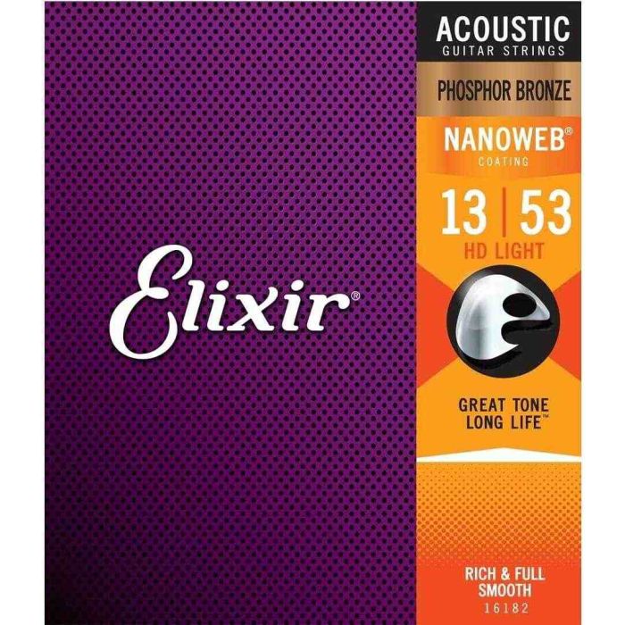 Corde Acustica Elixir 16182 Phosphor Bronze Nanoweb HD Light 013/53 main product photo
