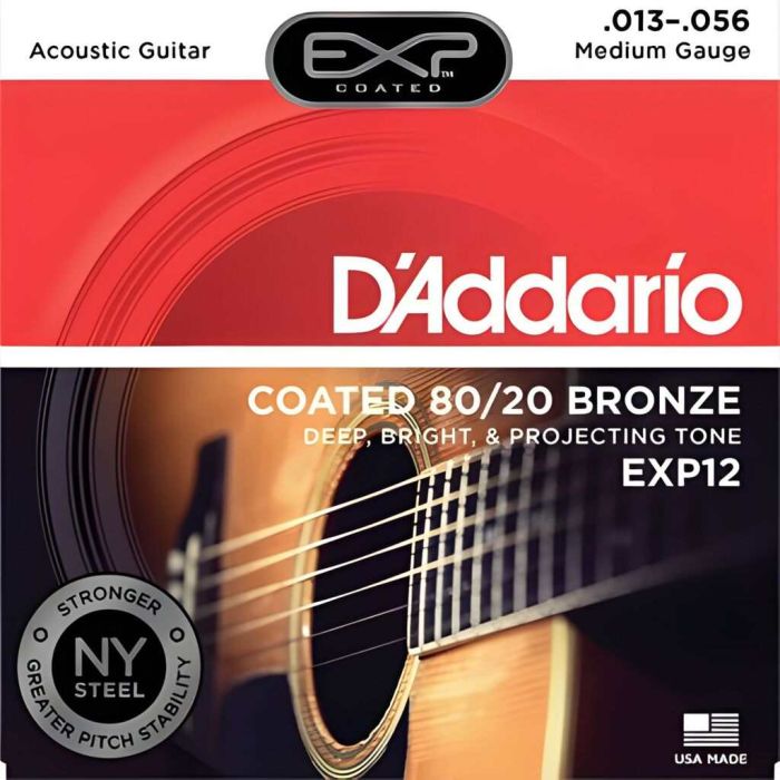 Corde acustica D'Addario EXP12 coated 80/20 bronze medium 13-56 main product photo