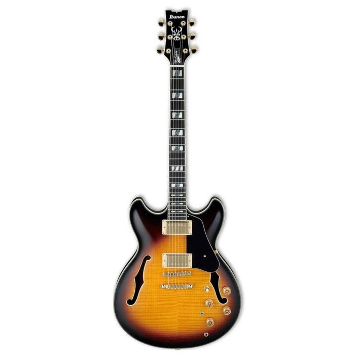 Chitarra Semiacustica Ibanez John Scofield JSM10-VYS con custodia vintage yellow sunburst main product photo