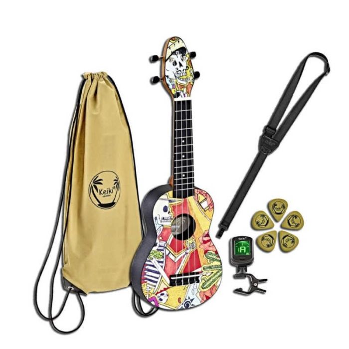 Set Ukulele soprano Keiki K2-EM EL MUERTO con borsa e accessori main product photo