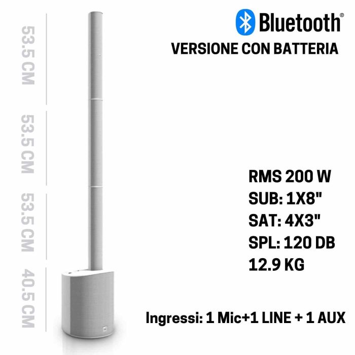 LD Systems MAUI5 GO Bianco con batteria ricaricabile main product photo