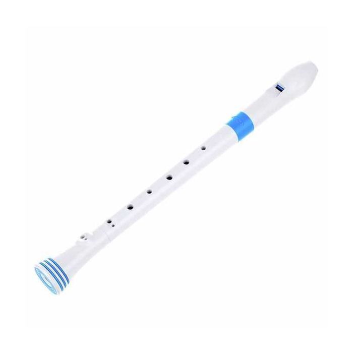 Flauto Dolce soprano Nuvo white/blue diteggiatura barocca main product photo