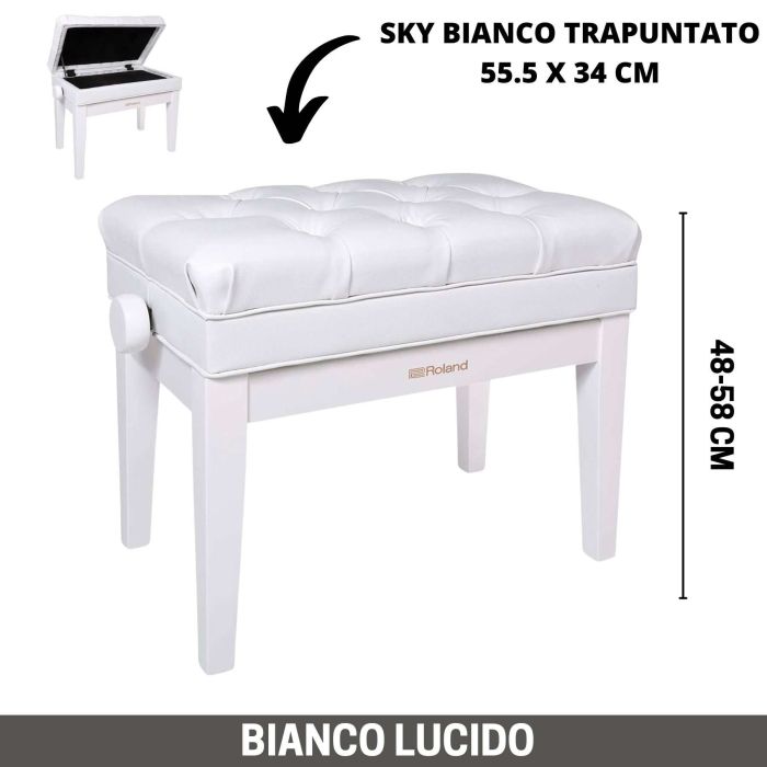 Panca alzabile bianco lucido Roland RPB-500PW seduta sky bianco main product photo