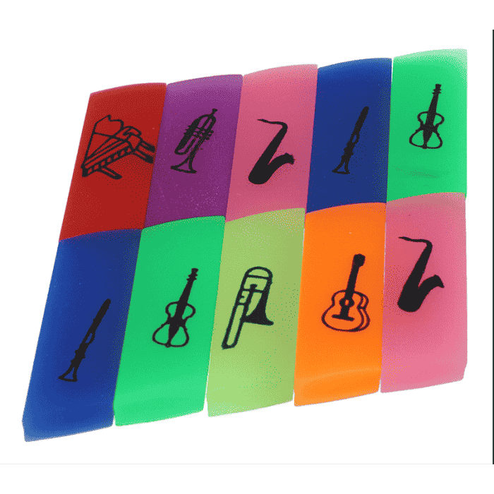 Gomma Musik Boutique colorata con strumento main product photo
