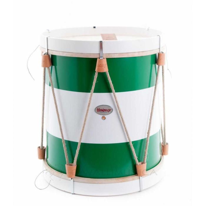 Tamburo da parata Honsuy 30,5x38cm verde e bianco con tracolla e battente pelle naturale main product photo
