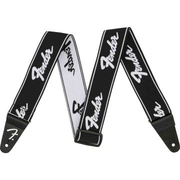 Fender Weighless Guitar Strap Running Logo Black/White