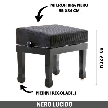 CGM SA panca alzabile per pianoforte seduta nero microfibra