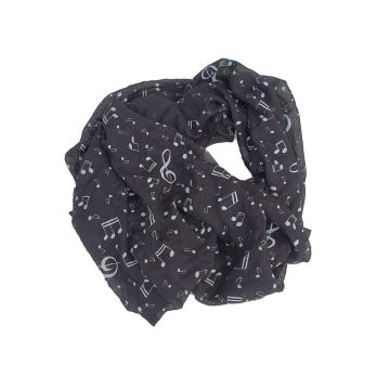sciarpa Musikboutique con chiave di violino e note, Black 70x180 cm
