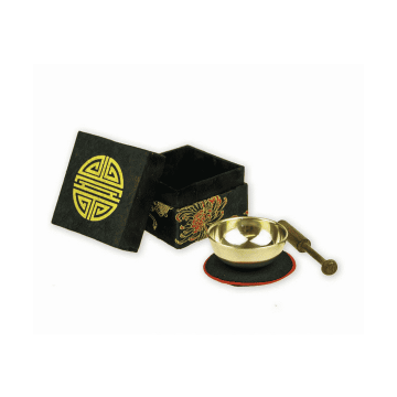 Klangschalen 5141 Ciotola 5cm per canto con battente e cuscino scatola gold Shou