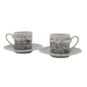 Set 2 tazzine Musik-Boutique da Caffè bianco serie Cantate