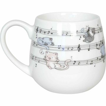 Tazza Musik Boutique bombata con Gatti e spartito