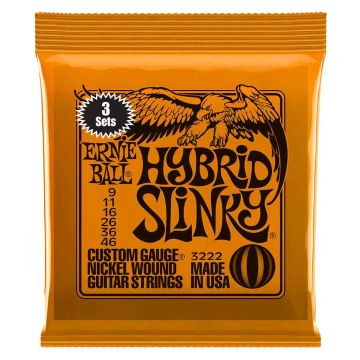 Ernie Ball 3222 hybrid slinky nickel 3 set 9-46