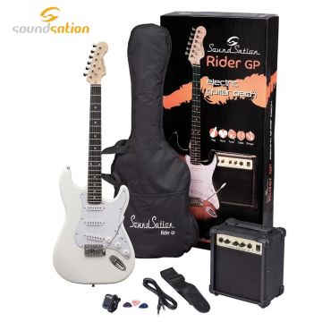 Kit Chitarra Elettrica Soundsation RIDER GP VW con amplificatore e accessori vintage white