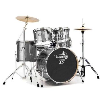 "Batteria Tamburo T5 18"" 5pz hardware piatti e sgabello silver sparkle "