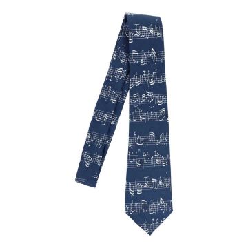 Cravatta Musik-Boutique blu con pentagramma bianco