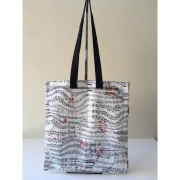 Borsa Tote Bag Nutcracker borsa in cotone bianca con note nere