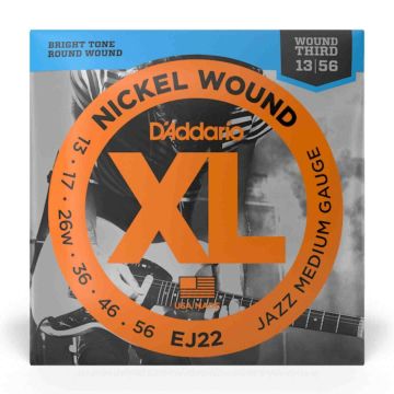 Corde elettrica D`Addario EJ22 nickel wound XL jazz medium 13-56