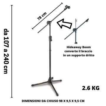 Asta Microfono giraffa Hercules MS-533B convertibile Asta Microfono giraffa Hercules MS-533B convertibile