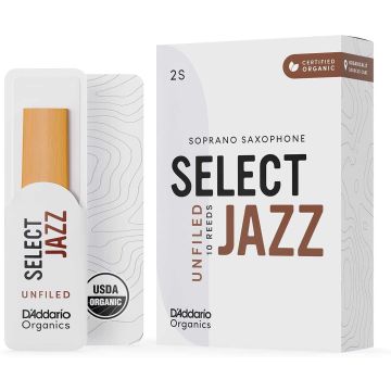 Ance Sax Soprano D'Addario Organics Select Jazz Unfiled n.2 Soft 10pz