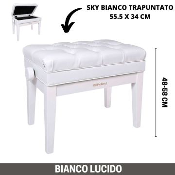 Panca alzabile bianco lucido Roland RPB-500PW seduta sky bianco