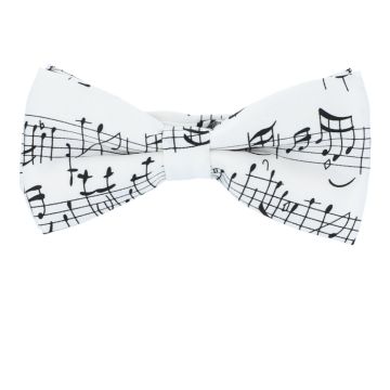 Papillon Musikboutique note bianco con pentagramma nero