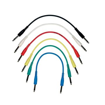 Cavo patch 30cm Rockcable Jack mono da 6,3  6 pz colori asortiti 