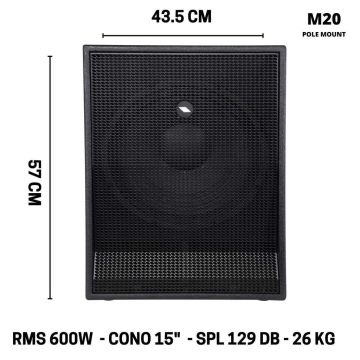 Subwoofer Proel S15A 600W 15"