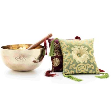 Klangschalen 19cm con cuscino,battente Lotus