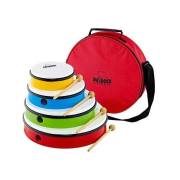 Set tamburelli NINO giallo 6",blu 8",rosso 10",verde 12" con borsa