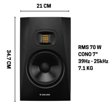 "ADAM T7V monitor nearfield da 70W con cono da 7"" biamp "